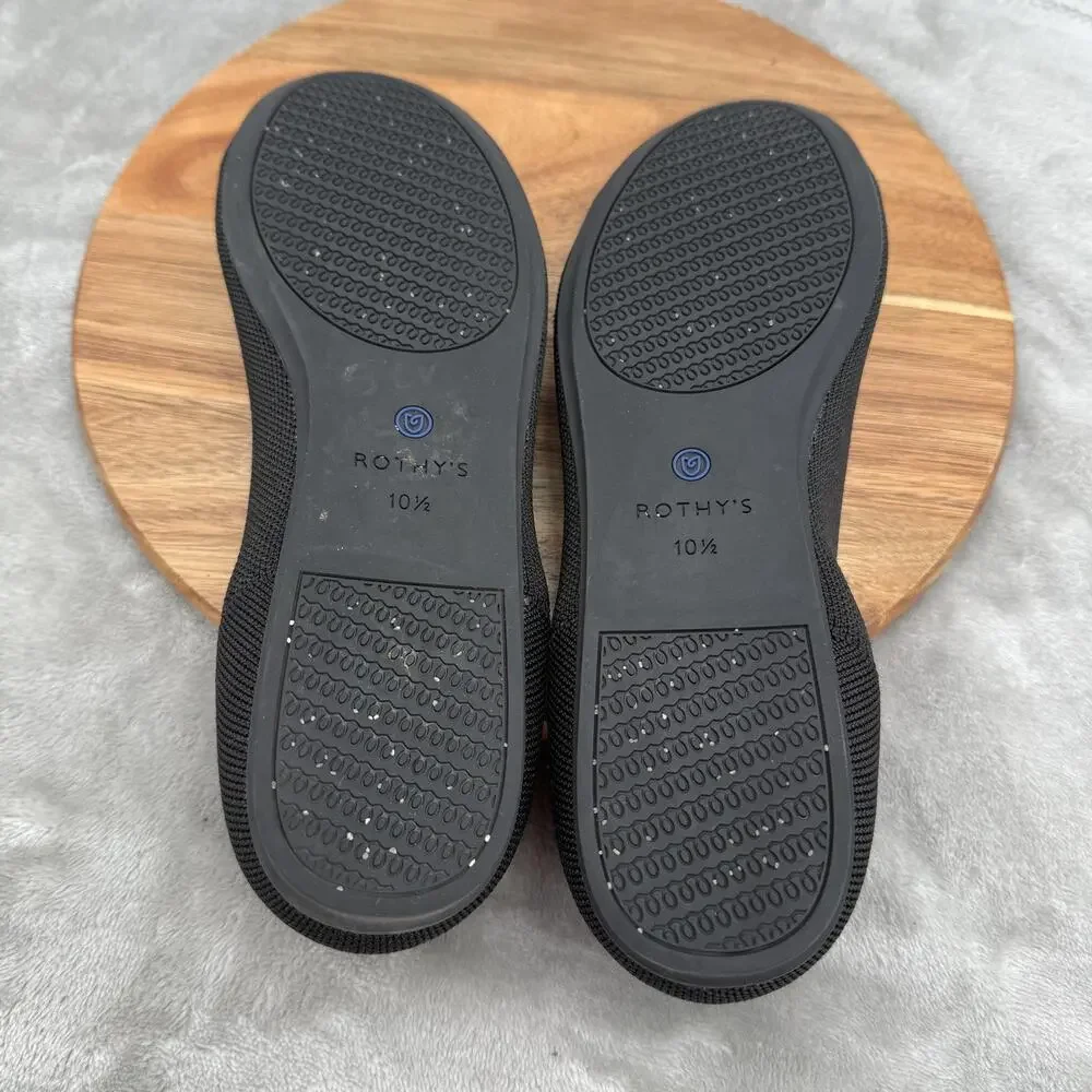Rothy's The Flat Shoes Womens Size 10.5 Black Blue Washable Pointed‎ Ballet Eco